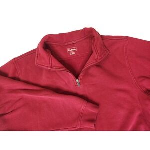 LL Bean 1/4 Zip Pullover Mens Red Sweatshirt‎ Size Medium Pockets